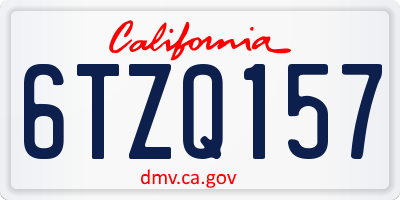CA license plate 6TZQ157