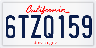 CA license plate 6TZQ159