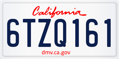 CA license plate 6TZQ161