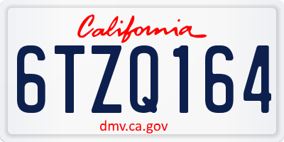 CA license plate 6TZQ164