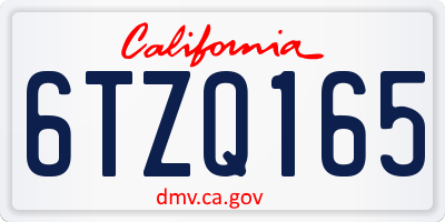 CA license plate 6TZQ165