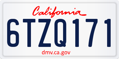 CA license plate 6TZQ171
