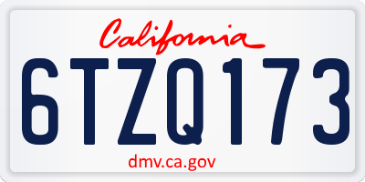 CA license plate 6TZQ173