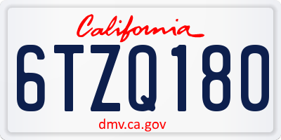 CA license plate 6TZQ180