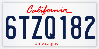 CA license plate 6TZQ182