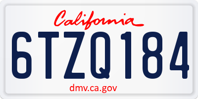 CA license plate 6TZQ184