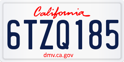 CA license plate 6TZQ185