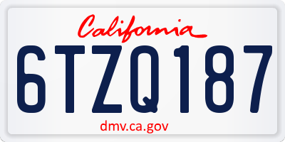 CA license plate 6TZQ187