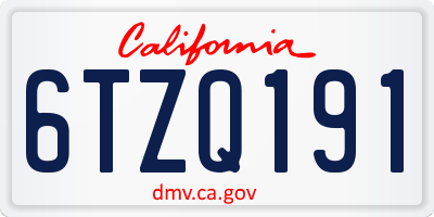 CA license plate 6TZQ191