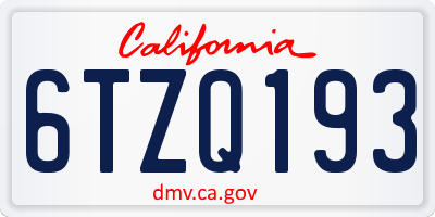CA license plate 6TZQ193
