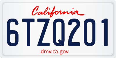 CA license plate 6TZQ201