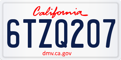 CA license plate 6TZQ207