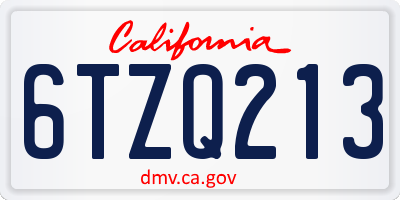 CA license plate 6TZQ213