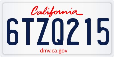 CA license plate 6TZQ215