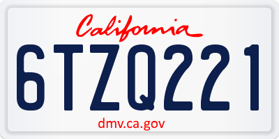 CA license plate 6TZQ221