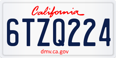 CA license plate 6TZQ224