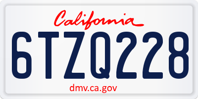 CA license plate 6TZQ228