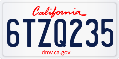 CA license plate 6TZQ235