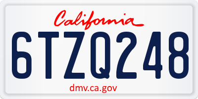CA license plate 6TZQ248