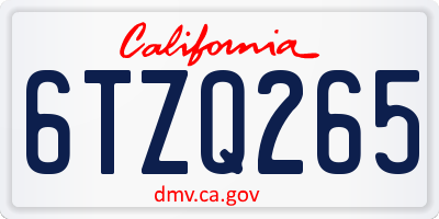 CA license plate 6TZQ265