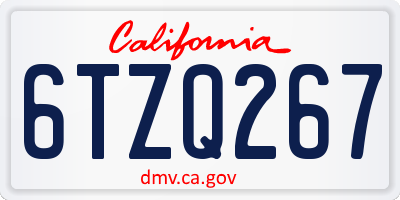 CA license plate 6TZQ267
