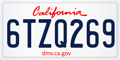 CA license plate 6TZQ269