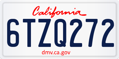 CA license plate 6TZQ272