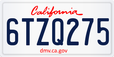CA license plate 6TZQ275