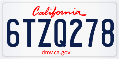 CA license plate 6TZQ278
