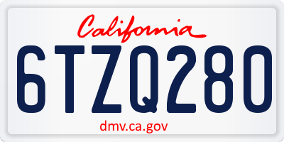 CA license plate 6TZQ280