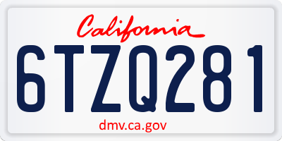 CA license plate 6TZQ281