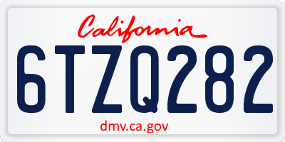 CA license plate 6TZQ282