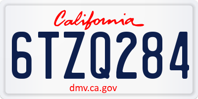 CA license plate 6TZQ284