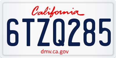 CA license plate 6TZQ285