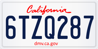 CA license plate 6TZQ287