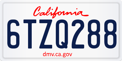CA license plate 6TZQ288
