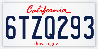 CA license plate 6TZQ293
