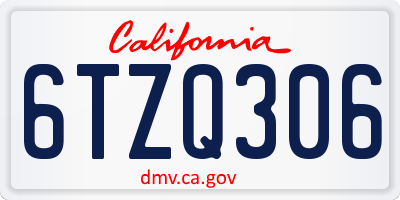 CA license plate 6TZQ306