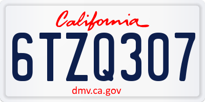 CA license plate 6TZQ307