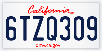 CA license plate 6TZQ309