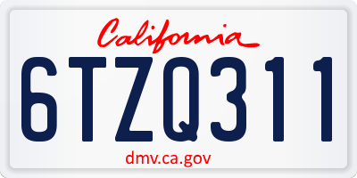 CA license plate 6TZQ311