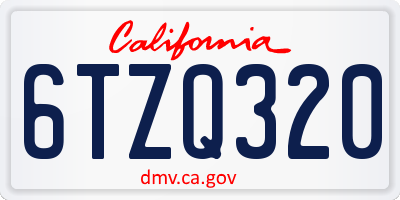 CA license plate 6TZQ320