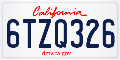 CA license plate 6TZQ326