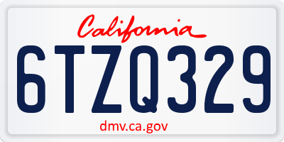 CA license plate 6TZQ329