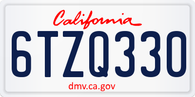 CA license plate 6TZQ330