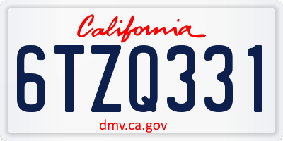 CA license plate 6TZQ331