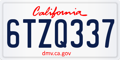CA license plate 6TZQ337