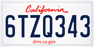 CA license plate 6TZQ343