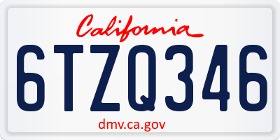 CA license plate 6TZQ346