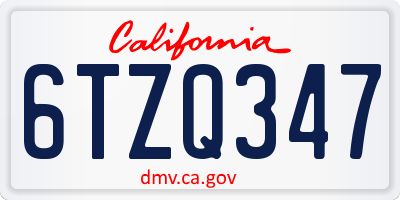 CA license plate 6TZQ347